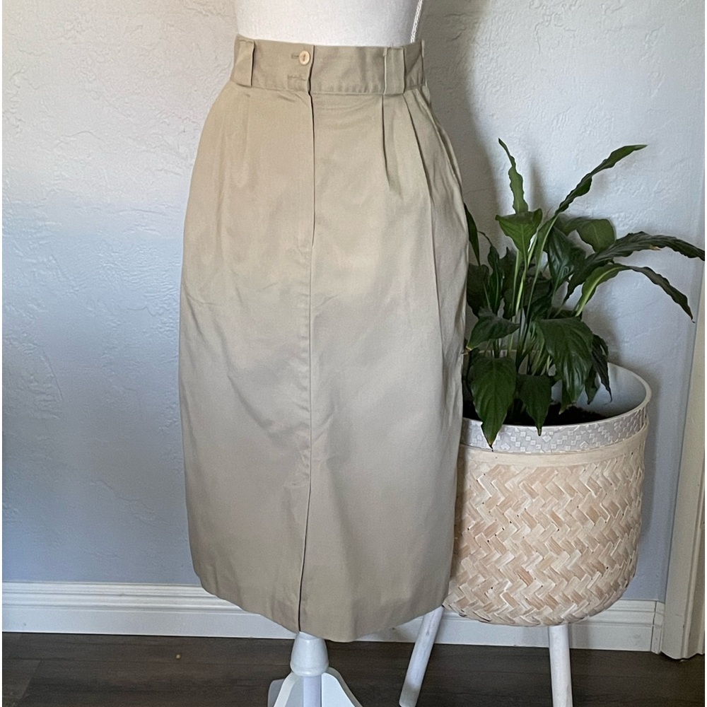 Counterparts Bintage khaki color skirt with front slit. Missing button office
